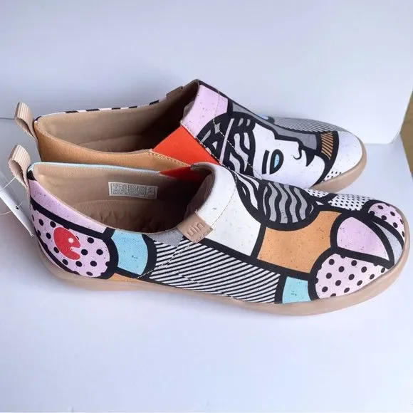 NWT UIN Slip On Shoes Canvas Comfortable Loafers Greek Girl - Picture 5 of 7